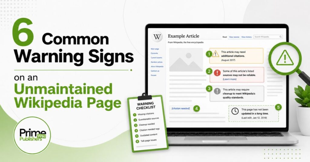 signs for unmaintained wikipedia page